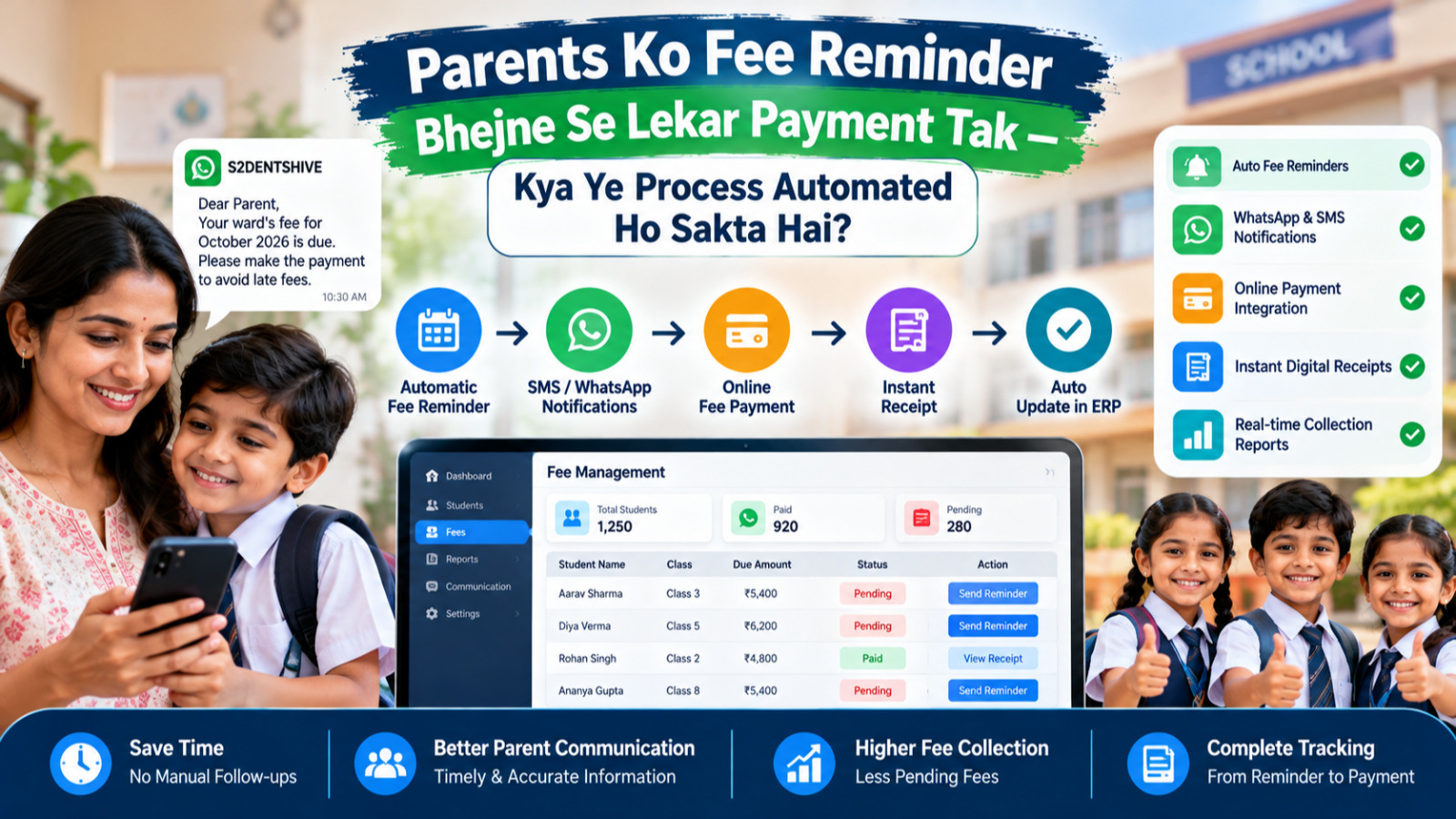 Parents Ko Fee Reminder Se Payment Tak — School Fees Automation