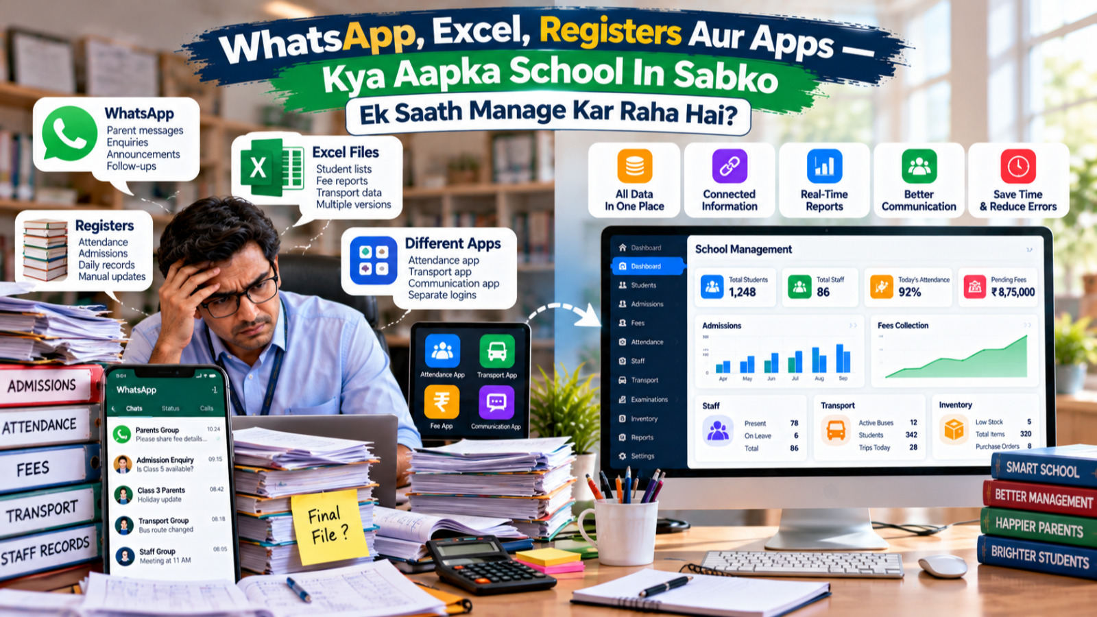 School Management: WhatsApp, Excel & Registers Ko Ek System Mein Laayein