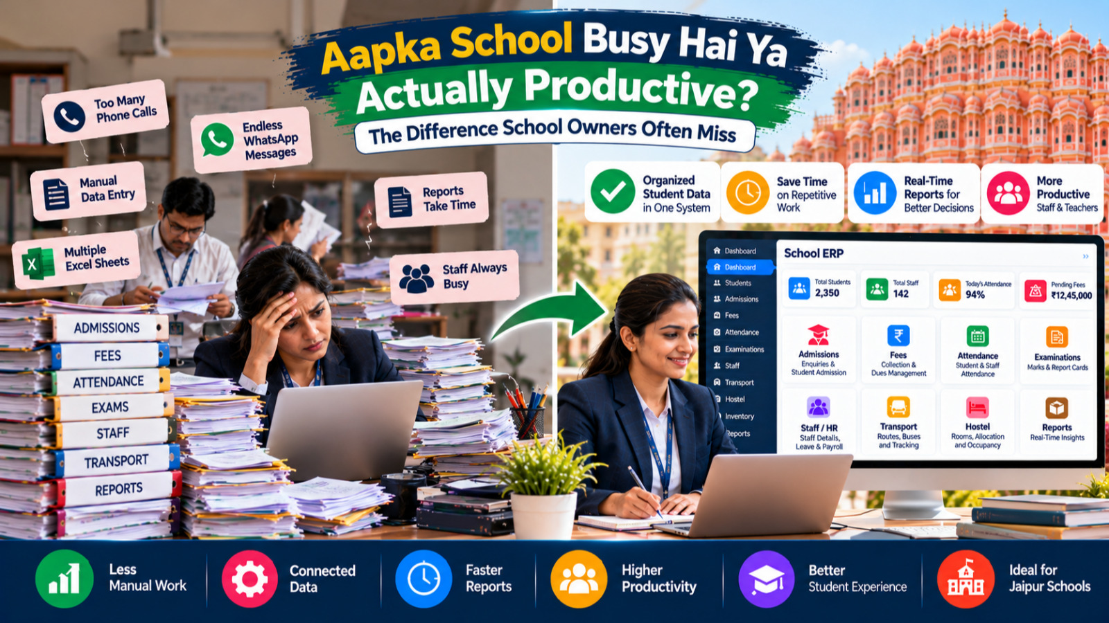School Management Software in Jaipur: Busy vs Productive School