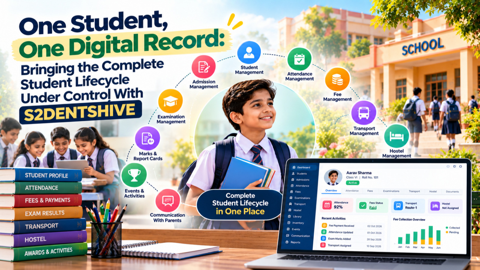 S2DENTSHIVE digital student record connecting the complete student lifecycle in one school ERP